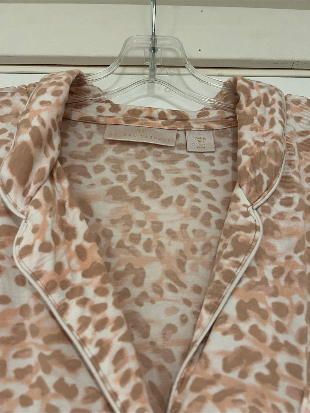 Rachel Parcell Night Sleep Shirt Lounge Button Up Leopard Pink Like New Size L